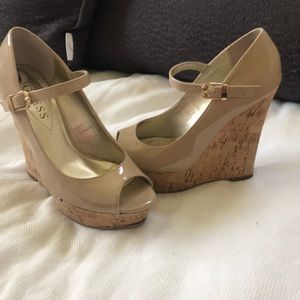 Lightly used Guess Nude Wedges - size 6